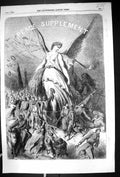 Original Old Antique Print 1856 Peace Supplement Angel Siers Weapons War 19th