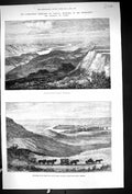 Old Print 1881 Red-Deer River Canada Marquis Lorne Mountains Horses Coach 19th