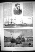 Antique Print 1888 Matthew ArnShip H.M.S. Victoria Newcastle Models Britann