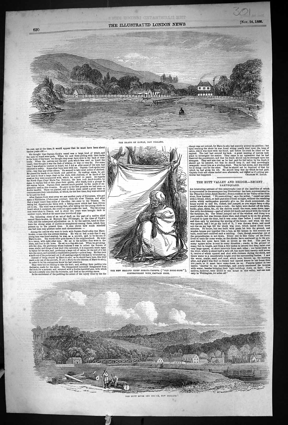 Old 1855 Island Kawan New Zealand Chief Horata-Tanewa Hutt River Brid Victorian