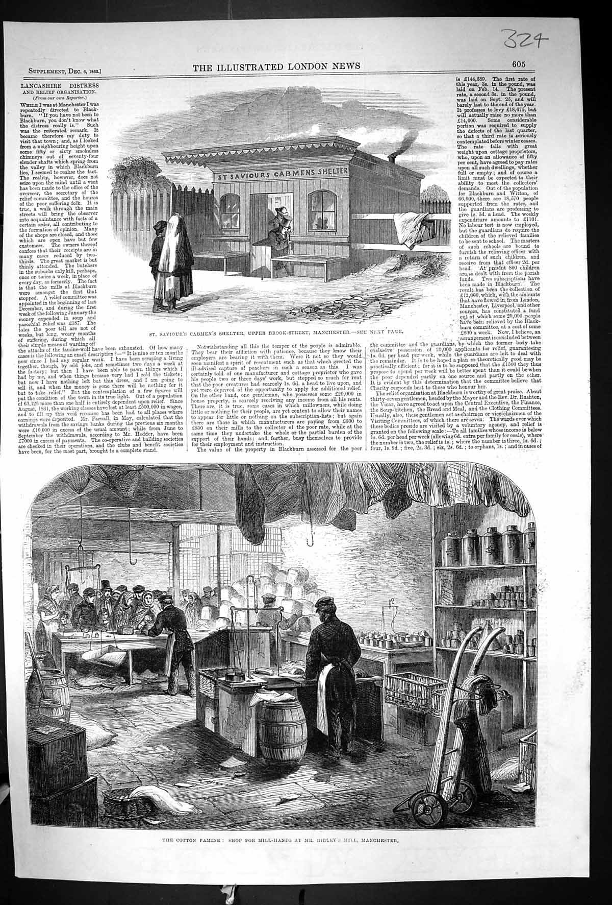 Old 1862 Cotton Famine Shop Mill-Hands Birley Mill Manchester Saviour Victorian