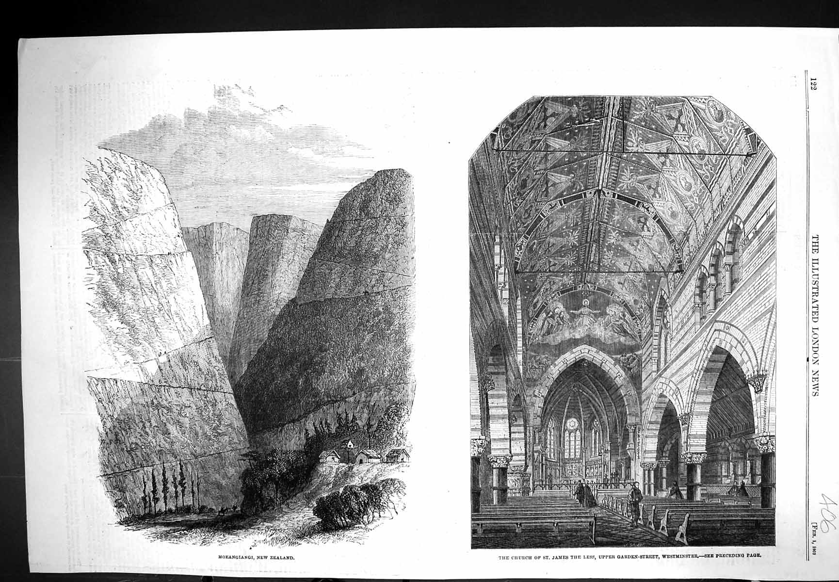 Old 1862 Moeangiangi New Zealand Church St. James Less Westminster Lo Victorian