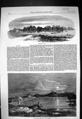 Old Print 1858 Fort Saugor India Yan Yean Waterworks Melbourne Australia 19th