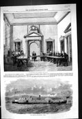 Old Print 1858 Indian Council Chamber Australian Twin Steamer Ship Bunyip 19th