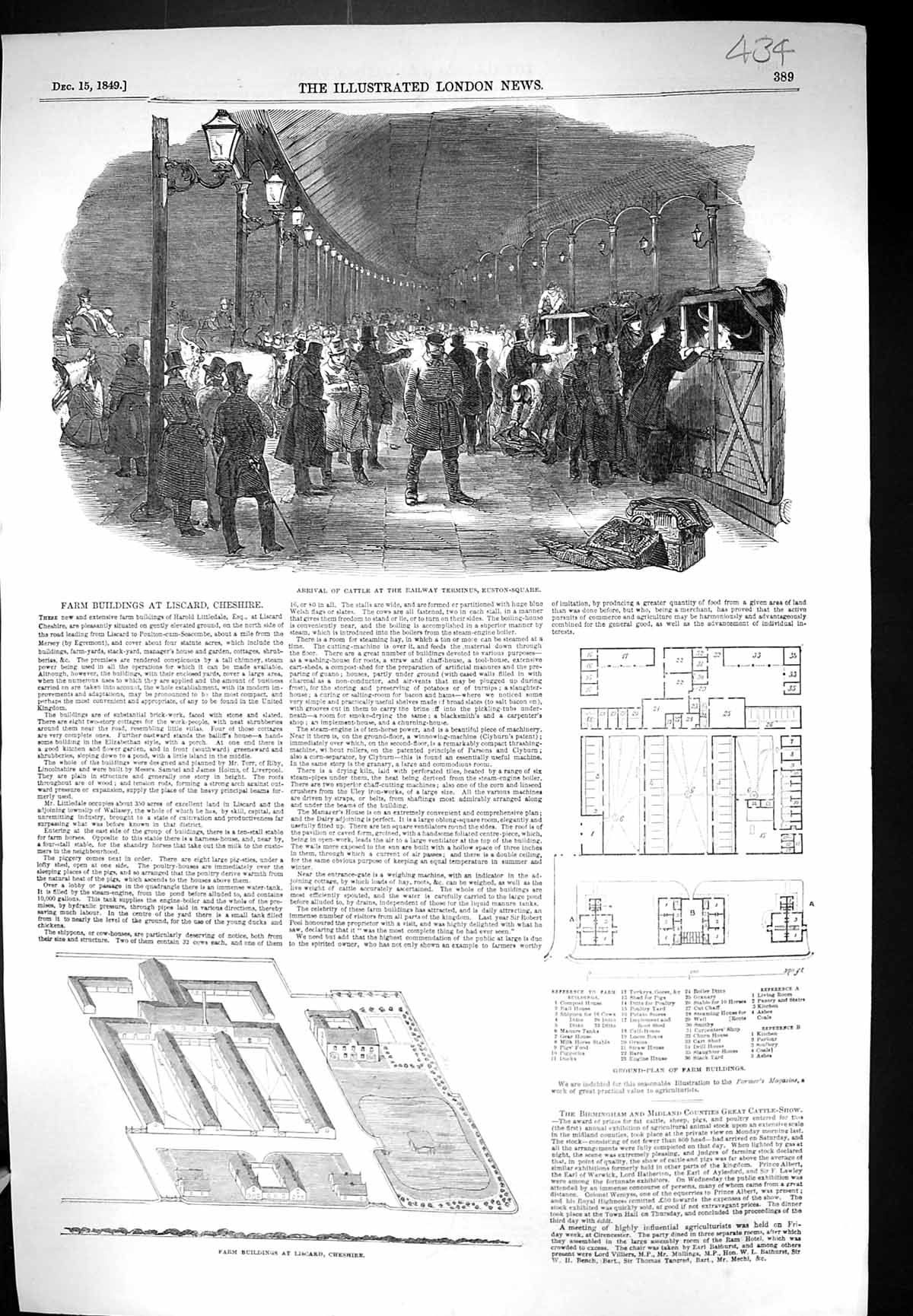 Old 1849 Arrival Cattle Railway Terminus Euston Square Farm Buildings Victorian