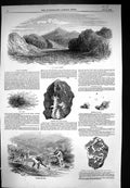 Antique Print 1849 GMining Washing Water-Worn Pebble Quartz Crystals Dust A