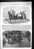 Old 1858 Comanchees Carrying Captive Girl America Frontier Life Spear Victorian