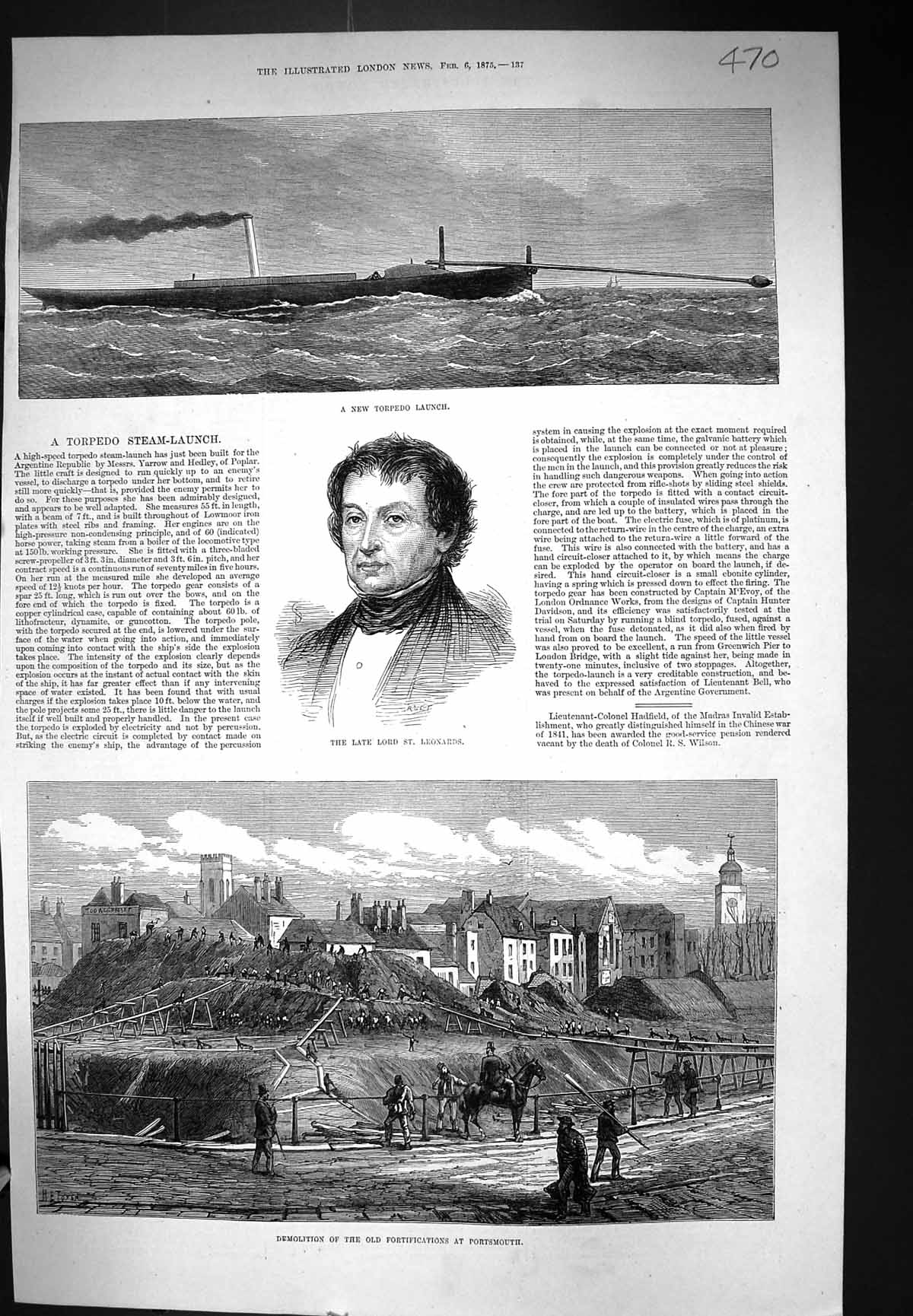 Old 1875 Lord St. Leonards Torpedo Launch Boat Demolition Fortificati Victorian