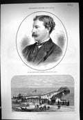 Old Print 1872 James Gordon Bennett New York Herald Pier Hastings England 19th