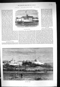 Antique Old Print 1873 Castle Elmina Ashantee War Cape Coast Castle Africa 19th