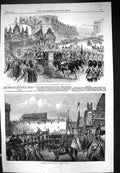 Old Print 1863 Bridal Procession Royal Wedding St. George'S Chapel London 19th