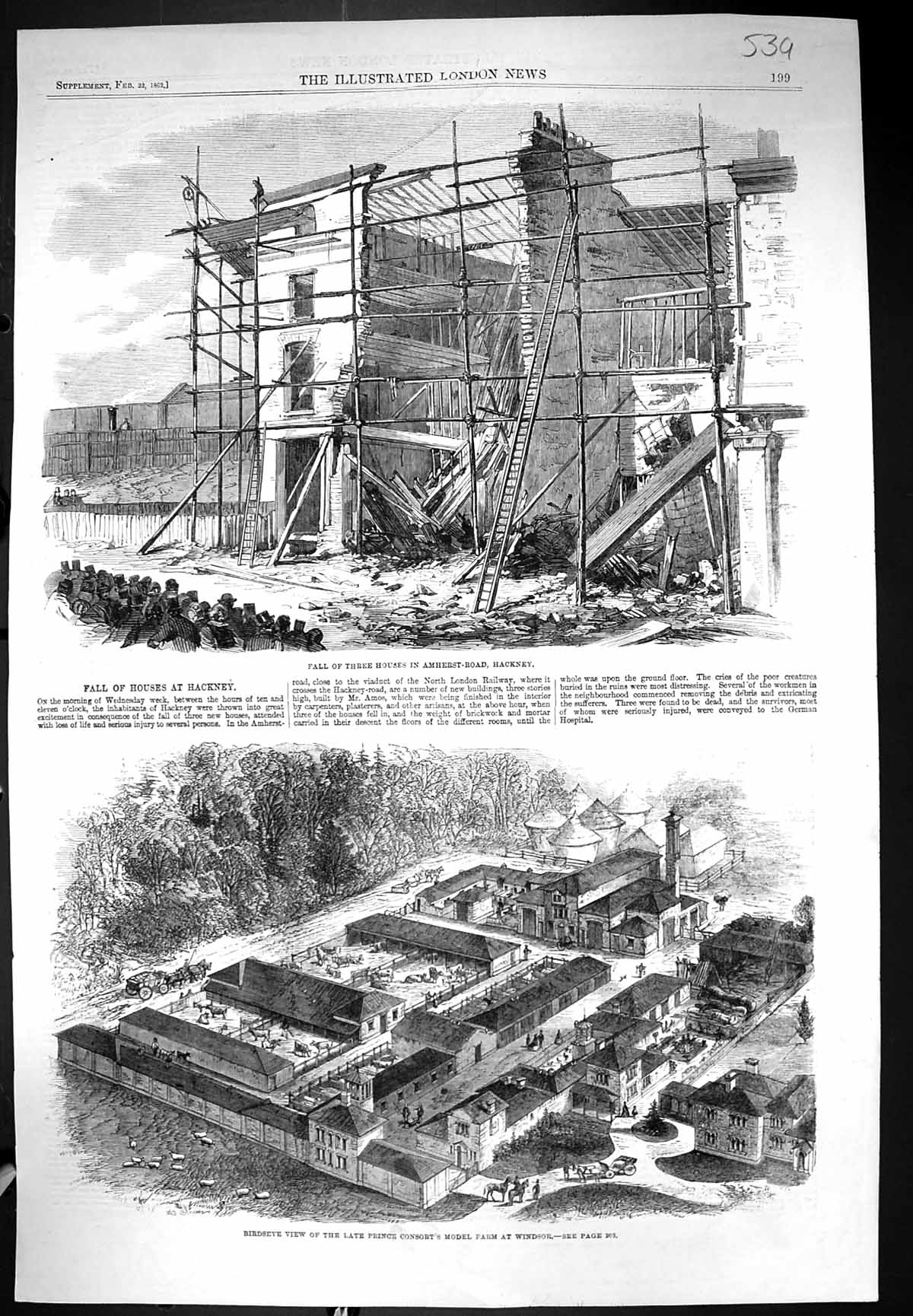 Old 1862 Fall Houses Amherst Road Hackney View Prince Consort Model F Victorian