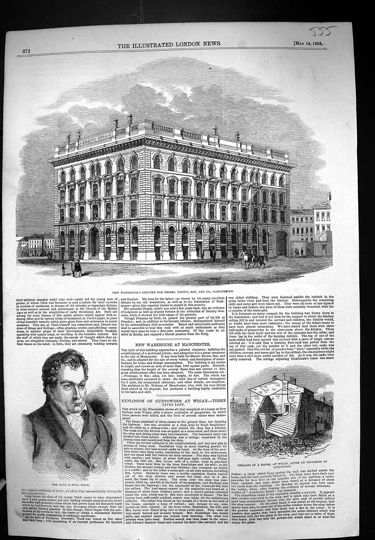 Old 1853 Warehouse Brown Manchester Ludwig Tieck Gunpowder Explosion Victorian