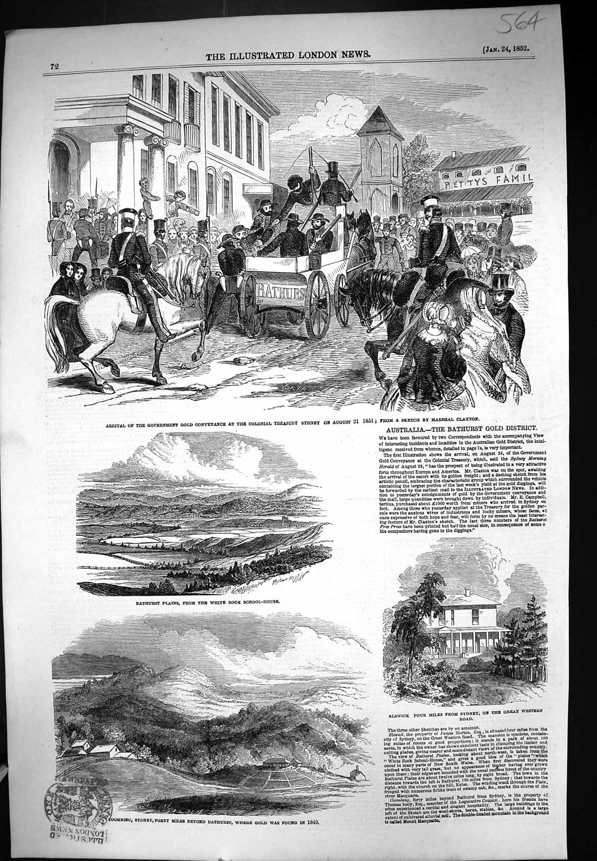 Old 1852 Bathurst Plains Coombing Sydney Elswick Australia Colonial T Victorian