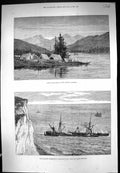 Old 1881 Camp Skeena River British Columbia Flamingo Ship St. Margare Victorian