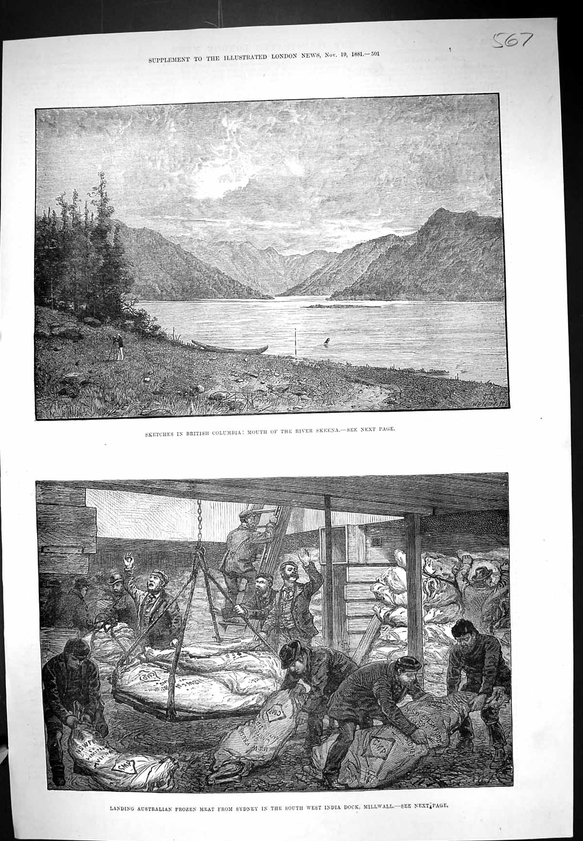 Old 1881 British Columbia Mouth River Skeena Australian Frozen Meat M Victorian