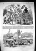 Old 1858 Ladies Fashion September Inauguration Russian Gun Seaham Har Victorian