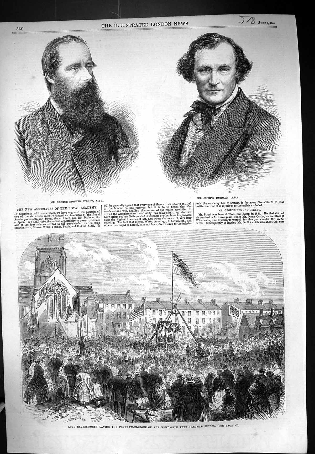 Old 1866 George Edmund Street Joseph Durham Lord Ravensworth Newcastl Victorian