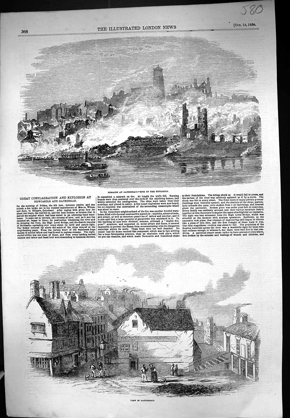 Old 1854 Remains Explosion Gateshead Newcastle Ruins Buildings Street Victorian