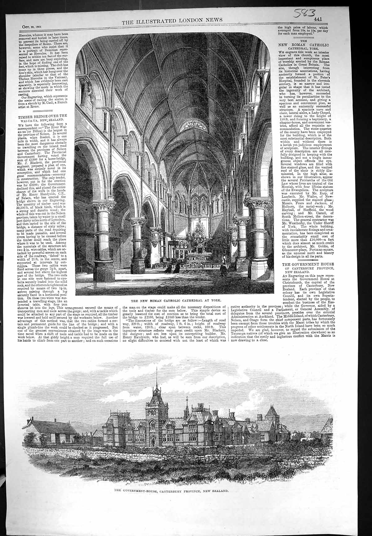 Old 1864 Roman Catholic Cathedral York Government House Canterbury Ne Victorian