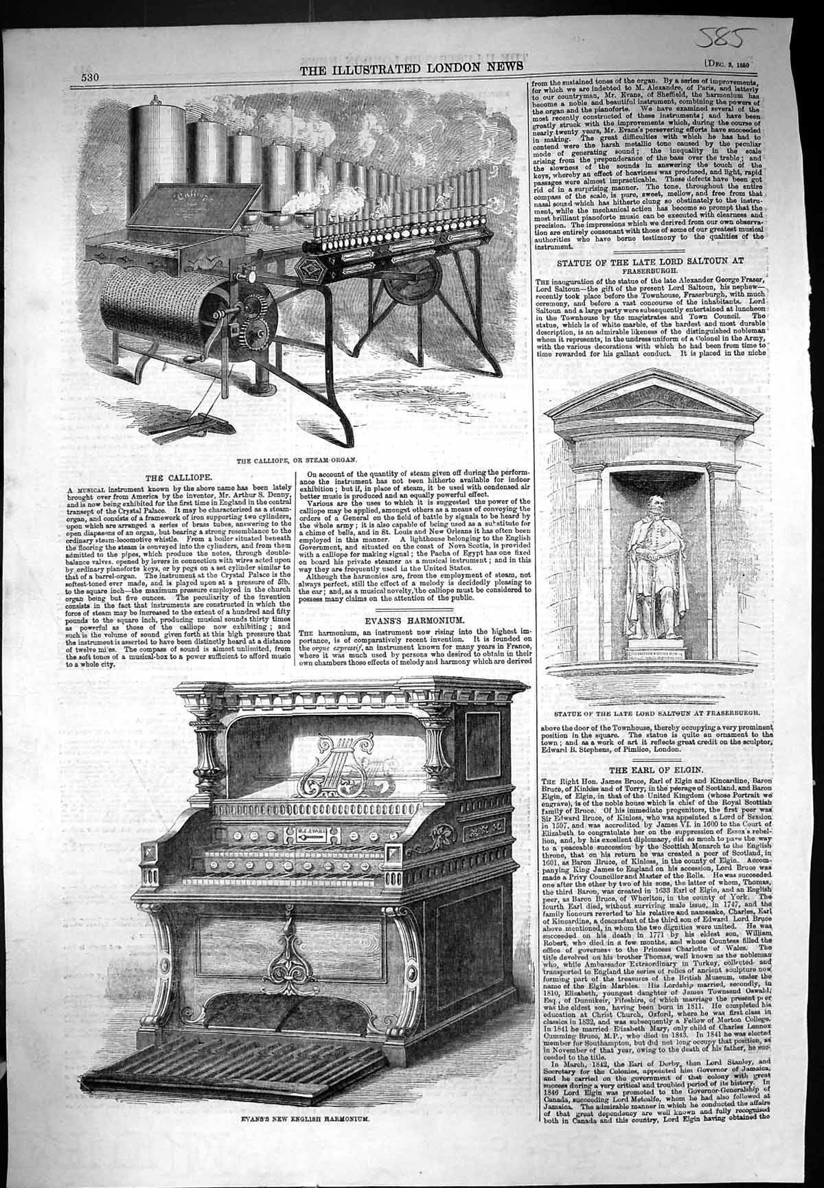 Old 1859 Calliope Steam Organ Evans English Harmonium Statue Lord Sal Victorian