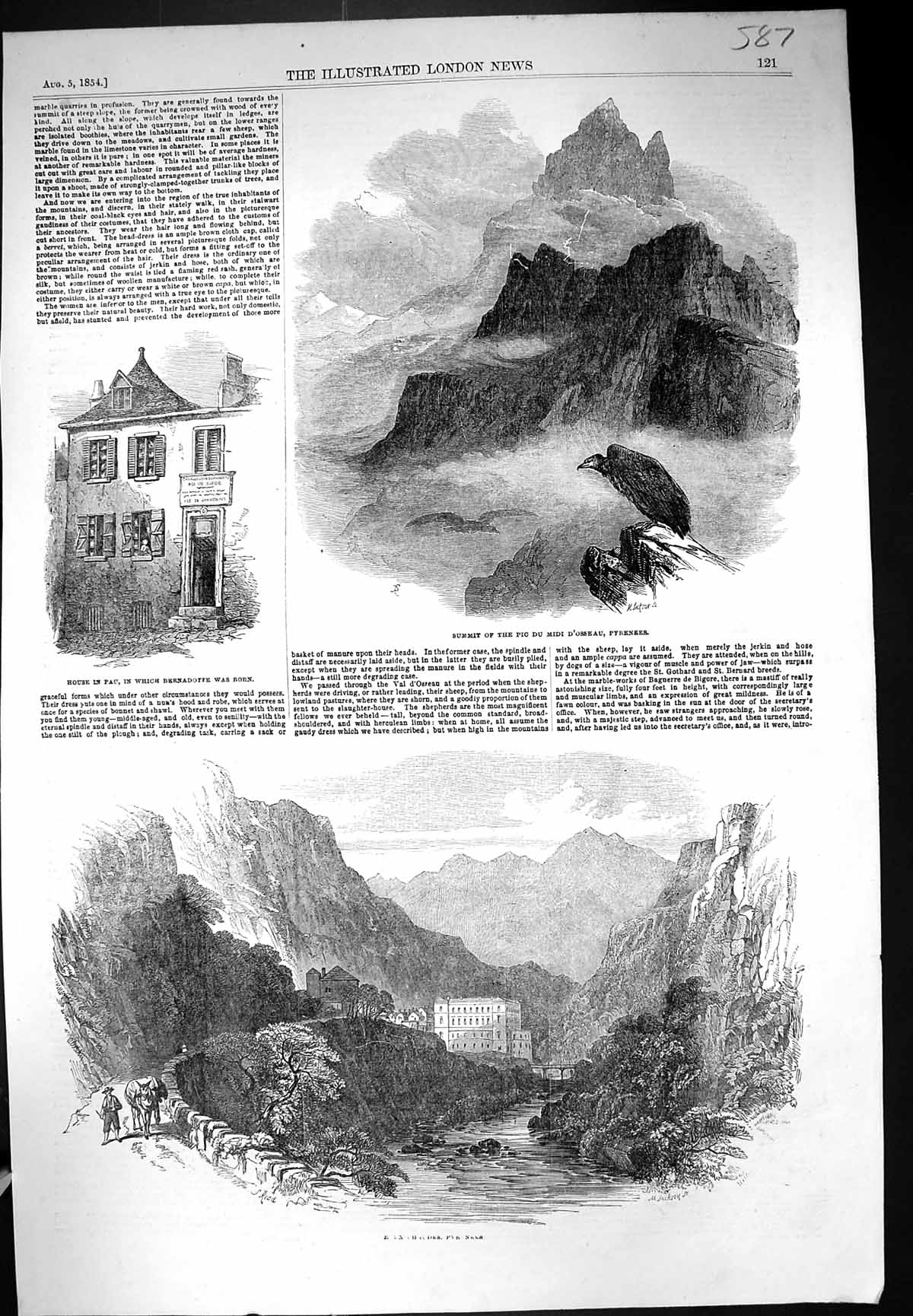 Old 1854 House Pau Bernadotte Summit Pic Du Midi D'Osseau Pyrenees Mo Victorian