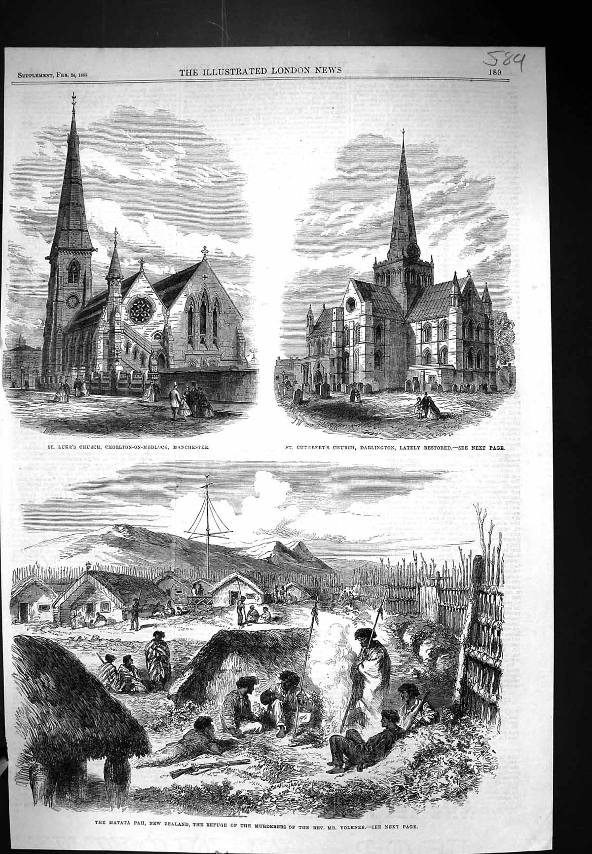 Old 1866 Luke'S Church Chorlton-On-Medlock St. Cuthbert'S Matata Pah Victorian