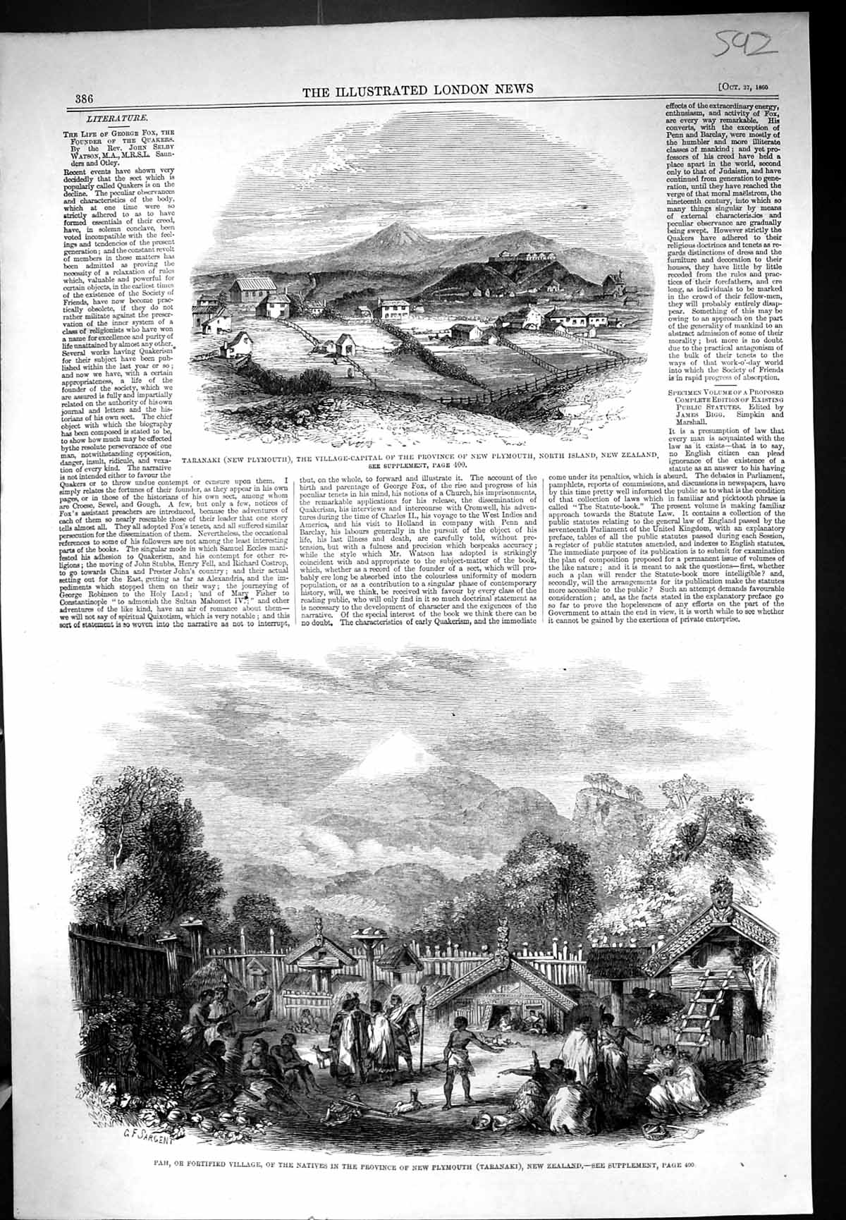 Old 1860 Taranaki Province New Plymouth Zealand Pah Fortified Village Victorian