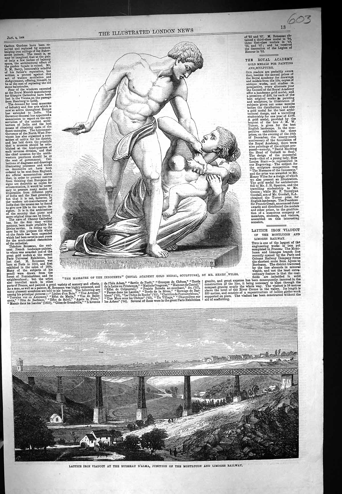 Old 1868 Massacre Innocents Royal Academy Sculpture Lattice Viaduct L Victorian