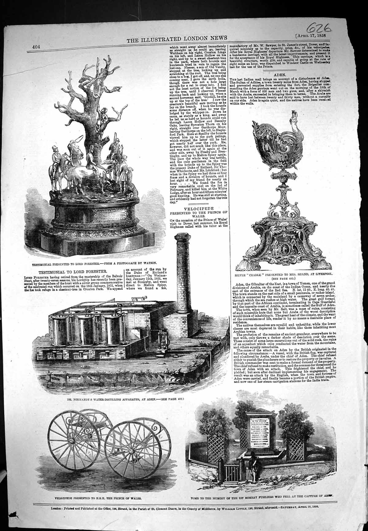 Old 1858 Normandy Water-Distilling Aden Velocipede Tomb Bombay Aden L Victorian
