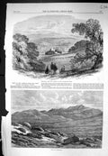 Old 1864 View Braemar Garden Invercauld Arms Lochnagar Scotland Mount Victorian