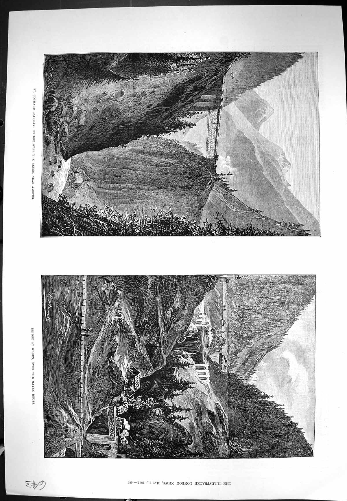 Old 1882 St. Gothard Railway Bridge River Reuss Amsteg Wasen Mayen Mo Victorian