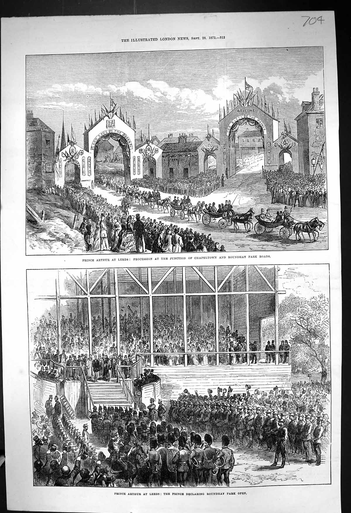 Old 1872 Prince Arthur Leeds Procession Junction Chapeltown Roundhay Victorian