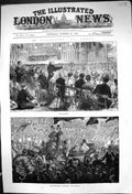 Original Old Antique Print 1881 Gladstone Leeds Banquet Torchlight Procession