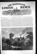 Antique Old Print 1868 Fire Greystoke Castle Cumberland Architecture Fine Art