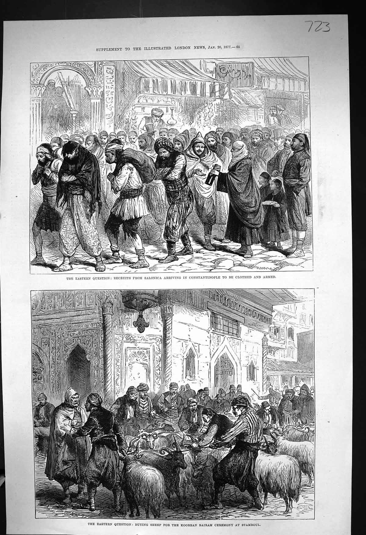 Old 1877 Recruits Salonica Constantinople Buying Sheep Koorban Bairam Victorian