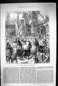 Antique Old Print 1877 War Scene Enlisting Volunteers Turkish Army Roumelia