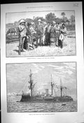 Old 1889 Burmese War Yaw Villagers French Navy Ship Redoutable Ironcl Victorian