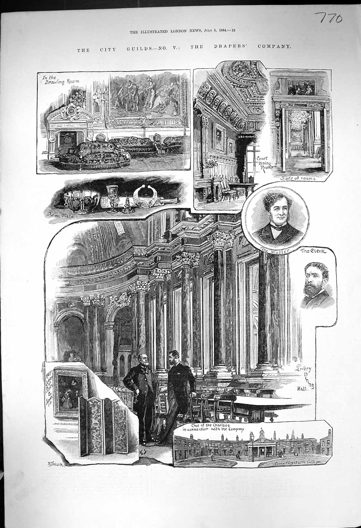 Old 1884 City Guilds Drapers Company Master Clerk Queen Elizabeth Col Victorian