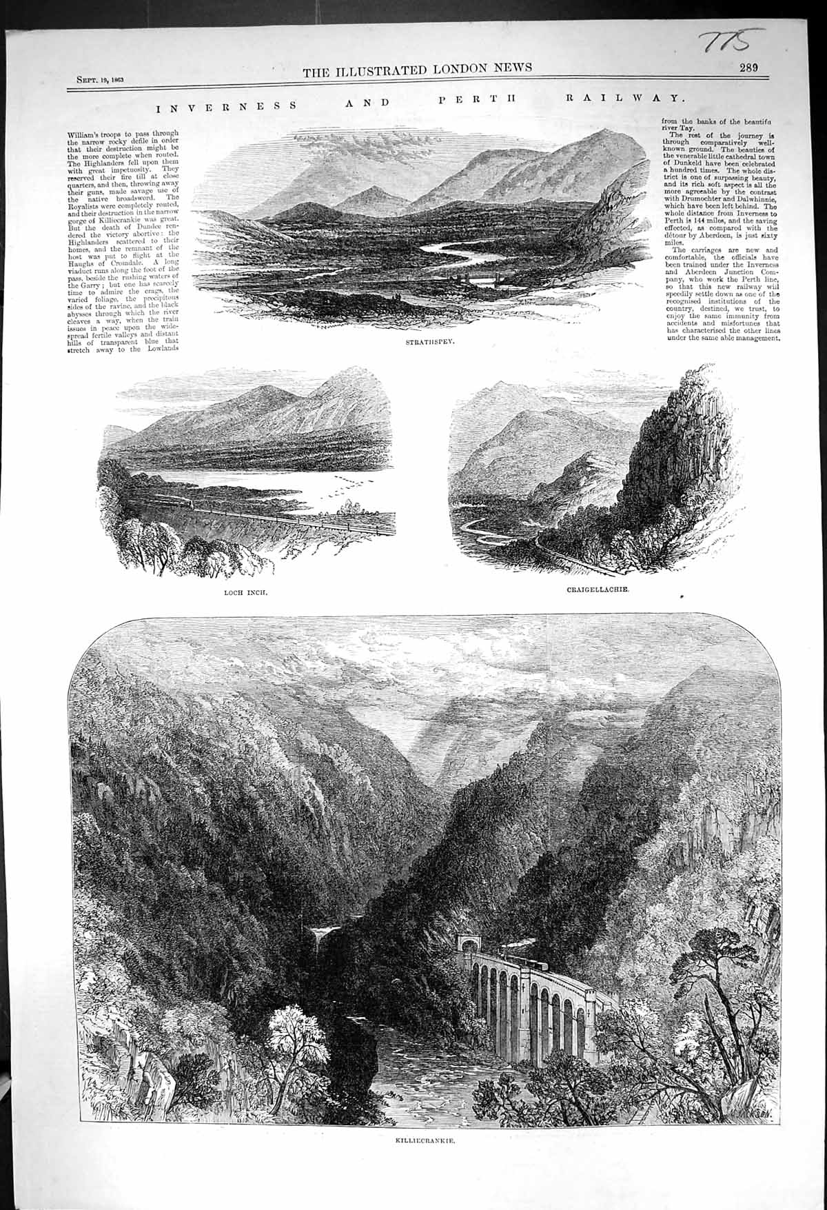 Old 1863 Railway Scotland Killiecrankie Lochinch Graigellachie Strath Victorian