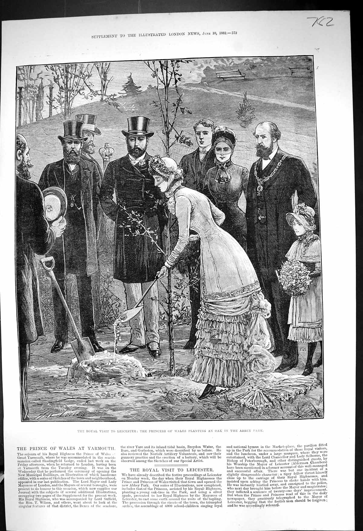Old 1882 Royal Visit Leicester Princess Wales Planting Oak Tree Abbey Victorian