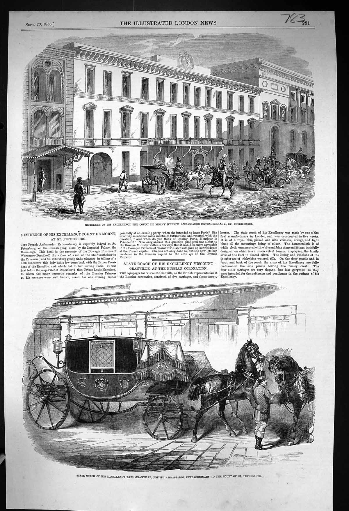 Old 1856 State Coach Earl Granville Count De Morny French Ambassador Victorian