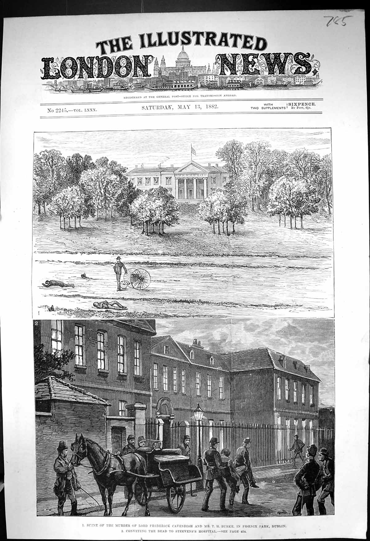 Old *6114 1882 Scene Murder Lord Frederick Cavendish Burke Phoenix Pa