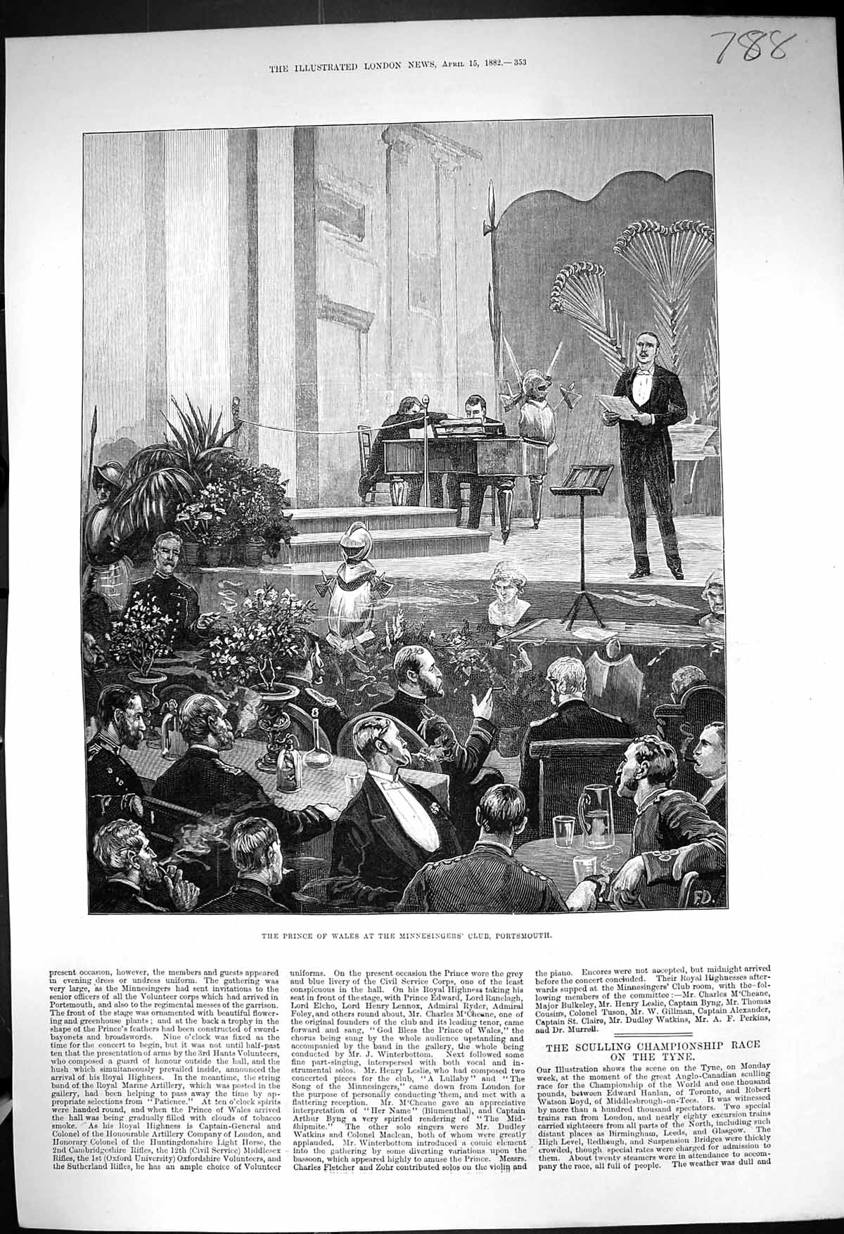 Old 1882 Prince Wales Minnesingers Club Portsmouth Winterbottom Lenno Victorian
