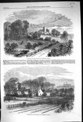 Original Old Antique Print 1867 Normanton Lincoln Honington Railway Bracebridge