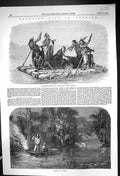 Old 1858 America Comanchees Captive Girl Boat River Spearing Fish Hun Victorian