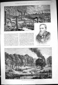 Original Old Antique Print 1882 Portrait Mayor Bradford Manningham Hall Park