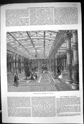 Antique Old Print 1872 Interior Architecture Entrance Hall Brighton Aquarium