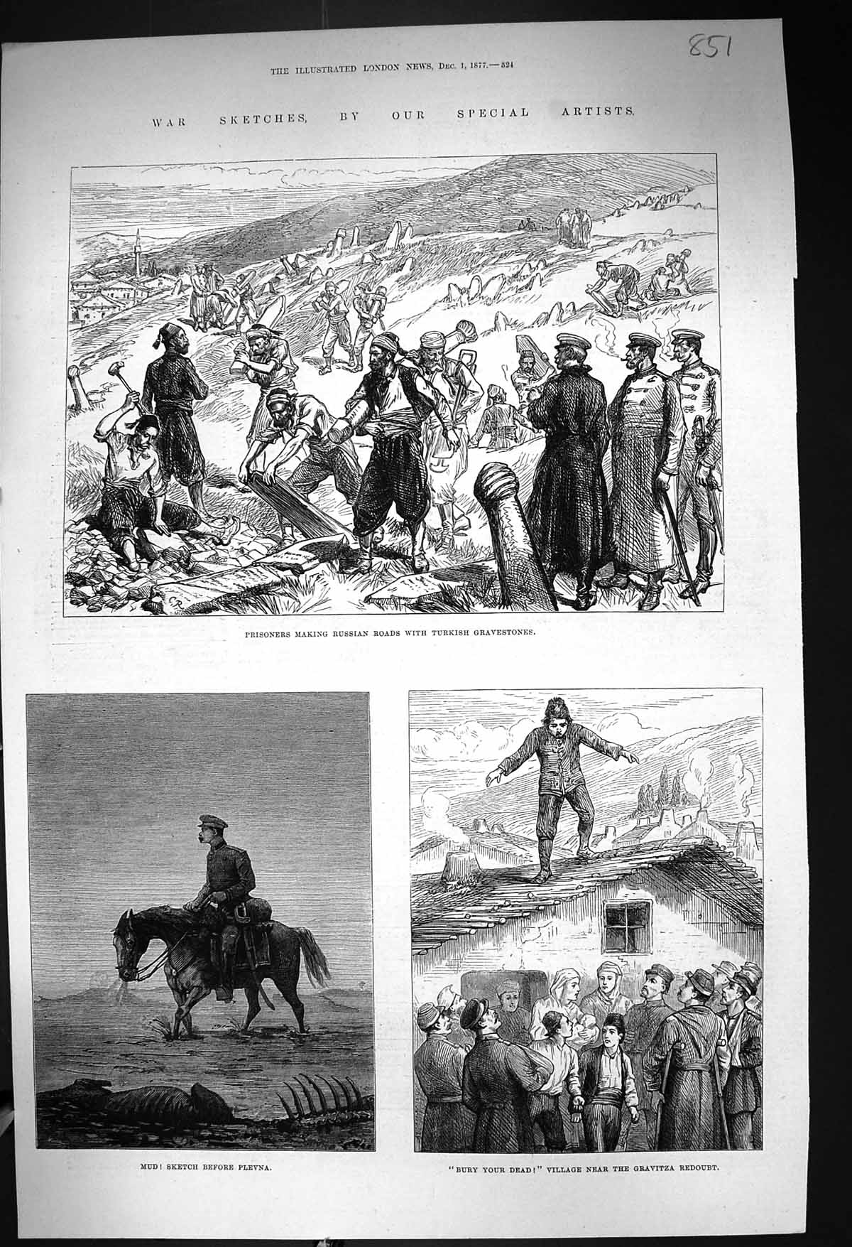 Old 1877 War Prisoners Russian Roads Turkish Gravestones Gravitza Red Victorian