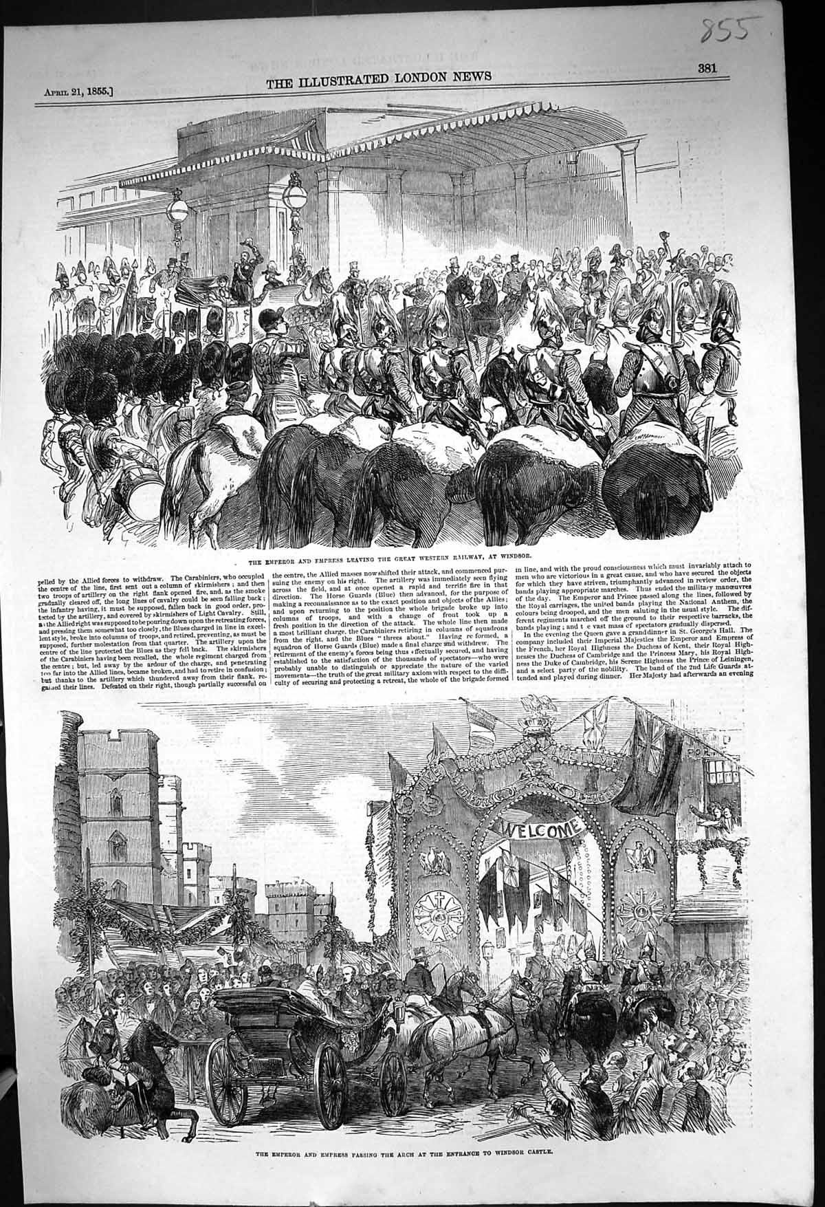 Old 1855 Emperor Empress Great Western Railway Windsor Procession Lon Victorian